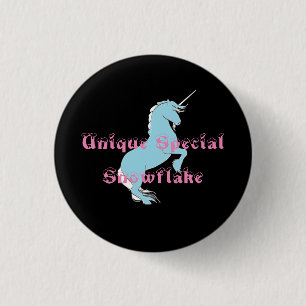 Badge Rond 2,50 Cm Bouton spécial unique de licorne de flocon de