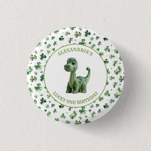 Badge Rond 2,50 Cm Bouton st patrick Lucky One Dinosaur (Devant)