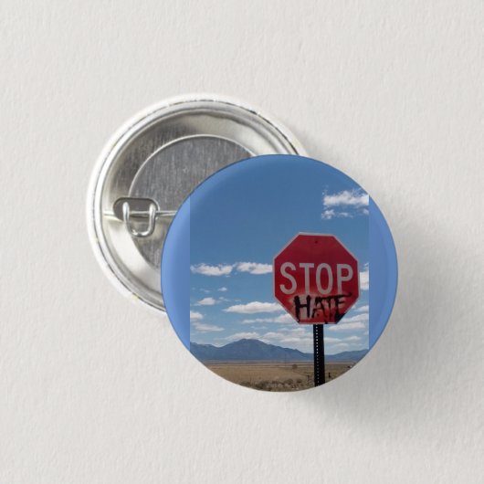 Badge Rond 2,50 Cm Bouton Stop Hate Small (Devant & derrière)