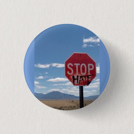 Badge Rond 2,50 Cm Bouton Stop Hate Small (Devant)