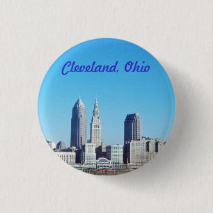 Badge Rond 2,50 Cm Bouton Sunny Blue Cleveland Ohio