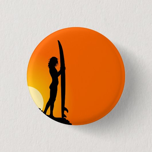 Badge Rond 2,50 Cm Bouton Surfer Girl (Devant)