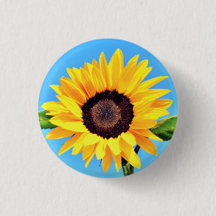 Badge Rond 2,50 Cm Bouton tournesol
