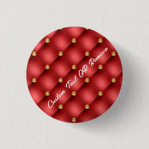 Badge Rond 2,50 Cm Bouton Tufted en pierre rouge or avec texte person