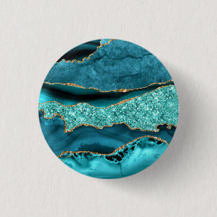 Badge Rond 2,50 Cm Bouton Turquoise en marbre de Parties scintillant