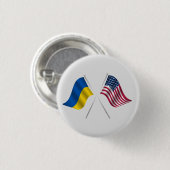 Badge Rond 2,50 Cm Bouton Ukraine et drapeau américain (Devant & derrière)