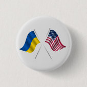 Badge Rond 2,50 Cm Bouton Ukraine et drapeau américain (Devant)