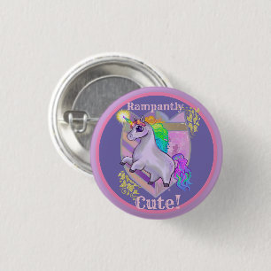Badge Rond 2,50 Cm Bouton Unicorn Céleste