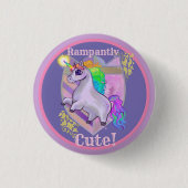 Badge Rond 2,50 Cm Bouton Unicorn Céleste (Devant)