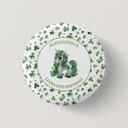 Badge Rond 2,50 Cm Bouton Unicorn Lucky One st patrick (Devant)