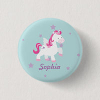 Bouton Unicorn Personnalisé Rose Cute
