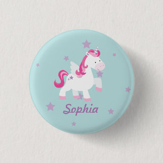 Badge Rond 2,50 Cm Bouton Unicorn Personnalisé Rose Cute