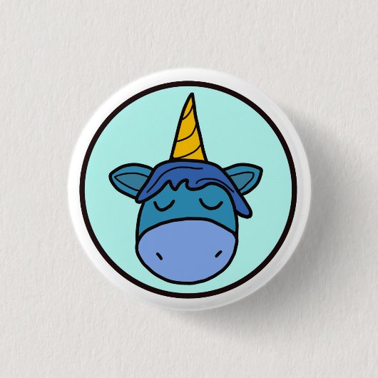 Badge Rond 2,50 Cm Bouton Unicorne bleue (Devant)