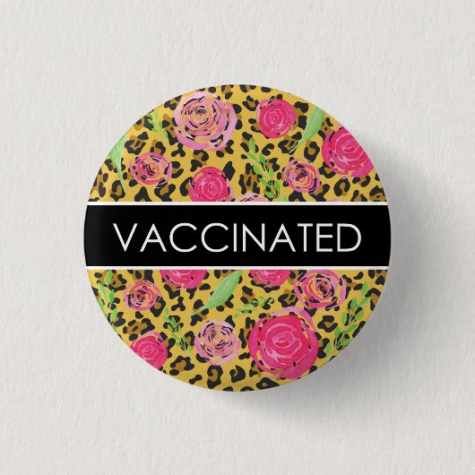 Badge Rond 2,50 Cm Bouton vaccin léopard et floral (Devant)