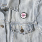 Badge Rond 2,50 Cm Bouton Vacciné Coeur Rose Parties scintillant Arge (En situation)
