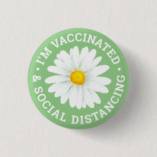 Badge Rond 2,50 Cm Bouton Vacciné et Distances sociales