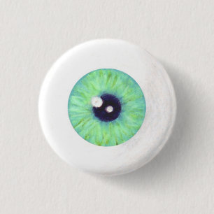 Badge Rond 2,50 Cm Bouton vert de globe oculaire