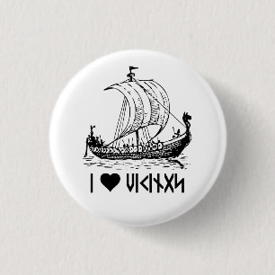 Badge Rond 2,50 Cm Bouton Viking Ship