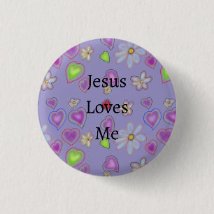 Badge Rond 2,50 Cm Bouton violet 'Jésus m'aime'