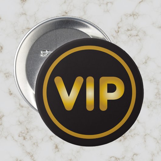 Badge Rond 2,50 Cm Bouton VIP or noir