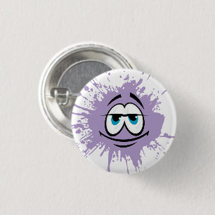 Badge Rond 2,50 Cm Bouton visage éclaboussé de violet mignon