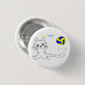 Badge Rond 2,50 Cm Bouton vollayball cat (Devant & derrière)