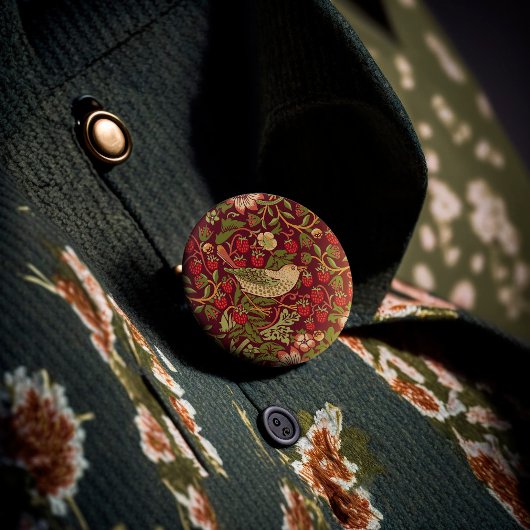Badge Rond 2,50 Cm Bouton William Morris Strawberry Thief