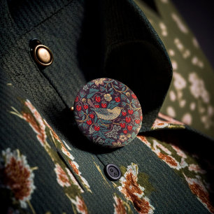 Badge Rond 2,50 Cm Bouton William Morris Strawberry Thief