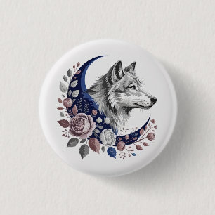 Badge Rond 2,50 Cm Bouton Wolf & Moon