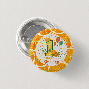 Badge Rond 2,50 Cm Boutons 1er anniversaire de la tranche d'agrumes