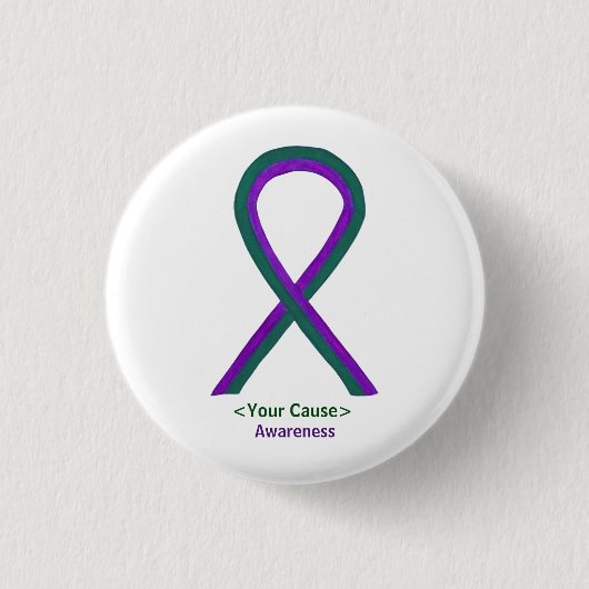 Badge Rond 2,50 Cm Boutons à ruban de sensibilisation vert et violet (Devant)