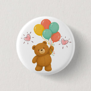 Badge Rond 2,50 Cm Boutons Ballons Ours Mignon