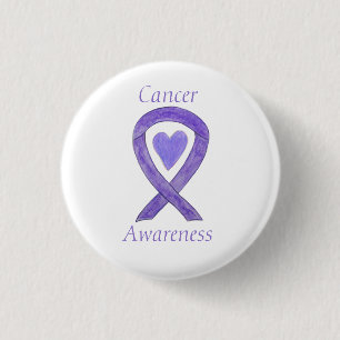 Badge Rond 2,50 Cm Boutons cardiaques Lavande de sensibilisation au c