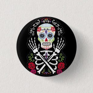 Badge Rond 2,50 Cm Boutons de crâne de sucre