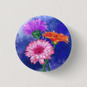 Badge Rond 2,50 Cm Boutons de gerbera marguerites de belles couleurs