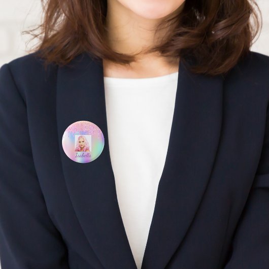 Badge Rond 2,50 Cm Boutons de parties scintillant rose violet bouton 