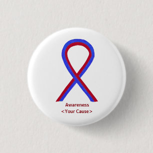 Badge Rond 2,50 Cm Boutons de sensibilisation au ruban rouge et bleu