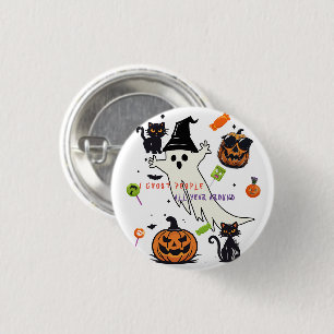 Badge Rond 2,50 Cm Boutons d'Halloween Déplaisant I Ghost People Chat