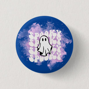 Badge Rond 2,50 Cm Boutons d'Halloween, Fantôme de feuille blanche d'