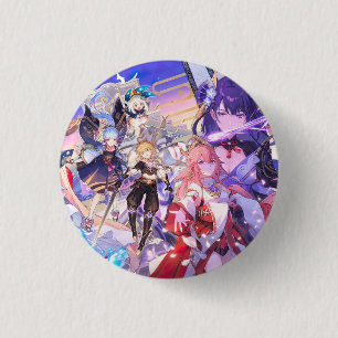 Badge Rond 2,50 Cm Boutons Genshin Xiao Hu Tao Jeu de Shogun Childe