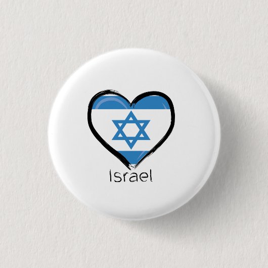 Badge Rond 2,50 Cm Boutons Israël Drapeau Amour du coeur (Devant)