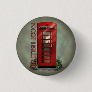 Badge Rond 2,50 Cm Boutons rouges britanniques de cabine téléphonique