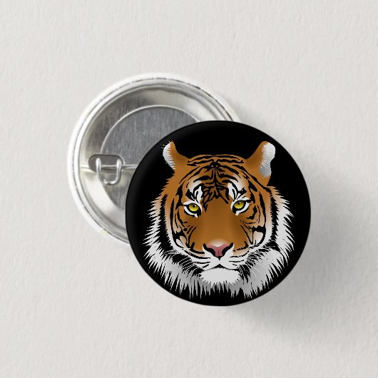 Badge Rond 2,50 Cm Boutons Tiger Face (Devant & derrière)