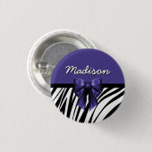 Badge Rond 2,50 Cm Bow Zebra noir et violet (Devant & derrière)