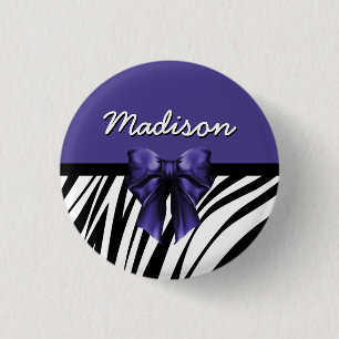 Badge Rond 2,50 Cm Bow Zebra noir et violet