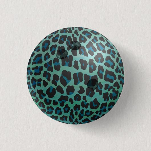 Badge Rond 2,50 Cm Bowling Ball Leopard Turquoise (Devant)