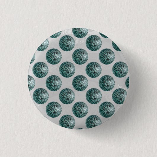 Badge Rond 2,50 Cm Bowling Ball Leopard Turquoise (Devant)