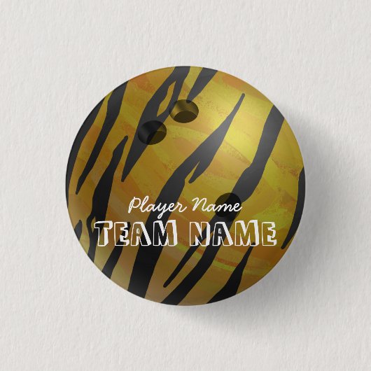 Badge Rond 2,50 Cm Bowling Ball Tiger Jaune (Devant)