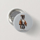 Badge Rond 2,50 Cm Boxer Dog Jouer Karate, Karate Champion Boxer Dog (Devant & derrière)