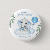 Badge Rond 2,50 Cm Boys Baby shower d'éléphant aquarelle (Devant)